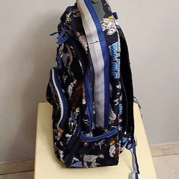 Star Wars x Pottery Barn Kids Blue Grey Rolling Backpack Bookbag 20" Hi Preloved - Picture 6 of 11